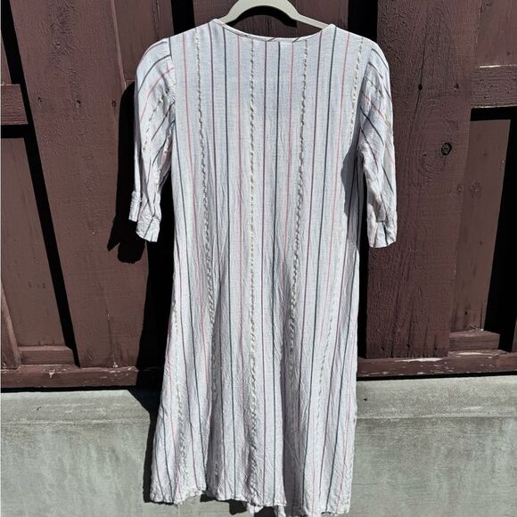 BIBA linen dress size 32 metallic linen summer pleated light - Picture 4 of 14